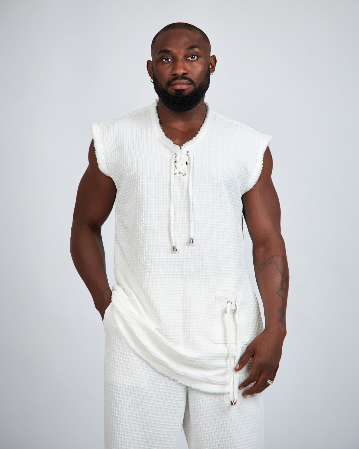 White Sleeveless Andy Set