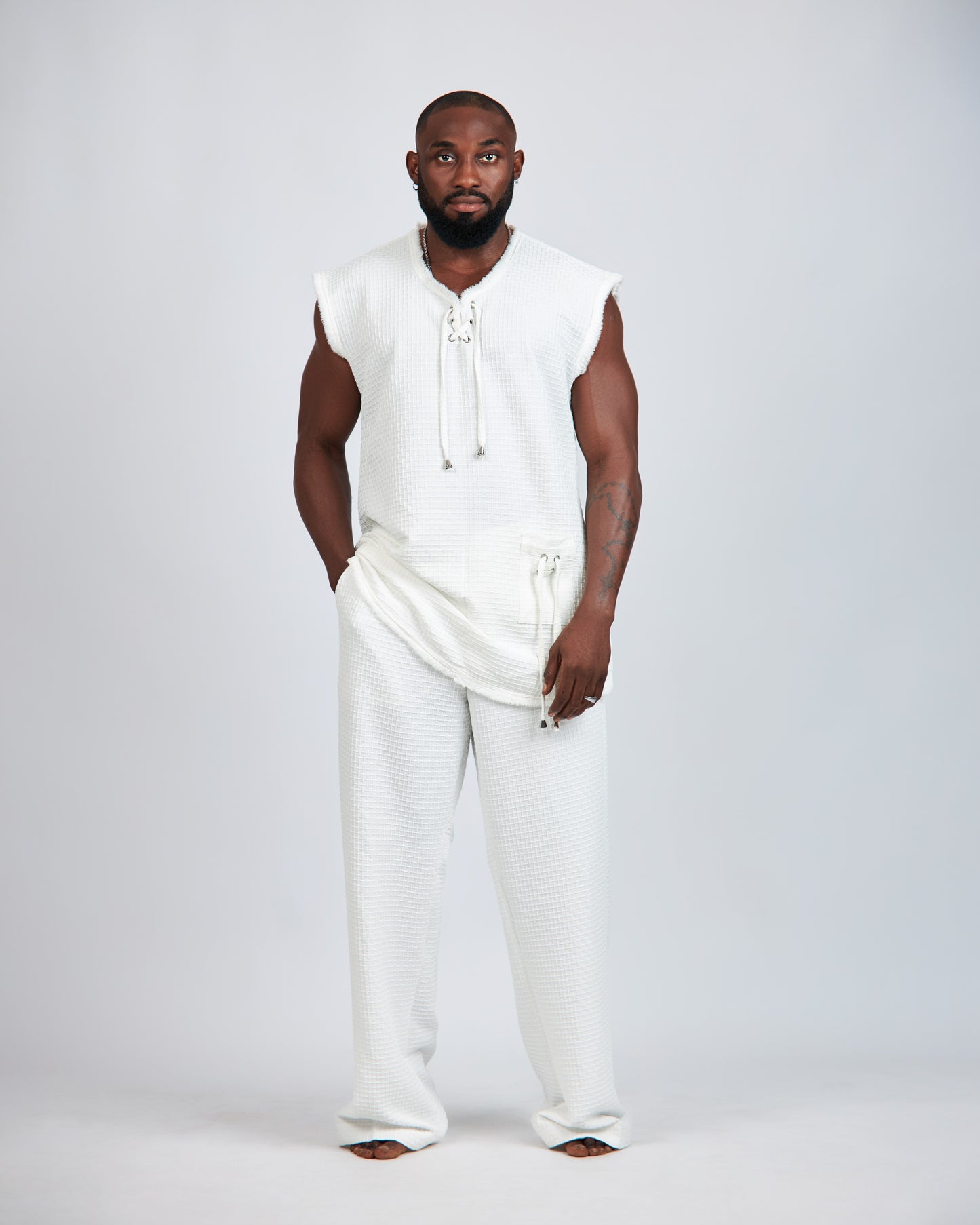 White Sleeveless Andy Set