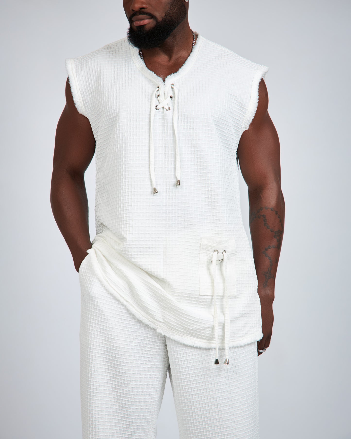 White Sleeveless Andy Set