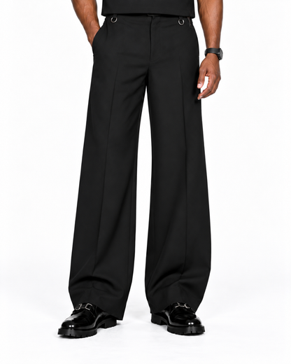 Black assymetric zip set