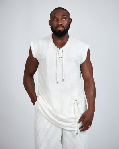 White Sleeveless Andy Set