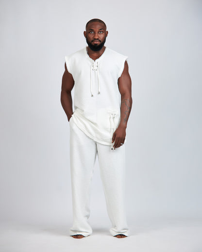White Sleeveless Andy Set