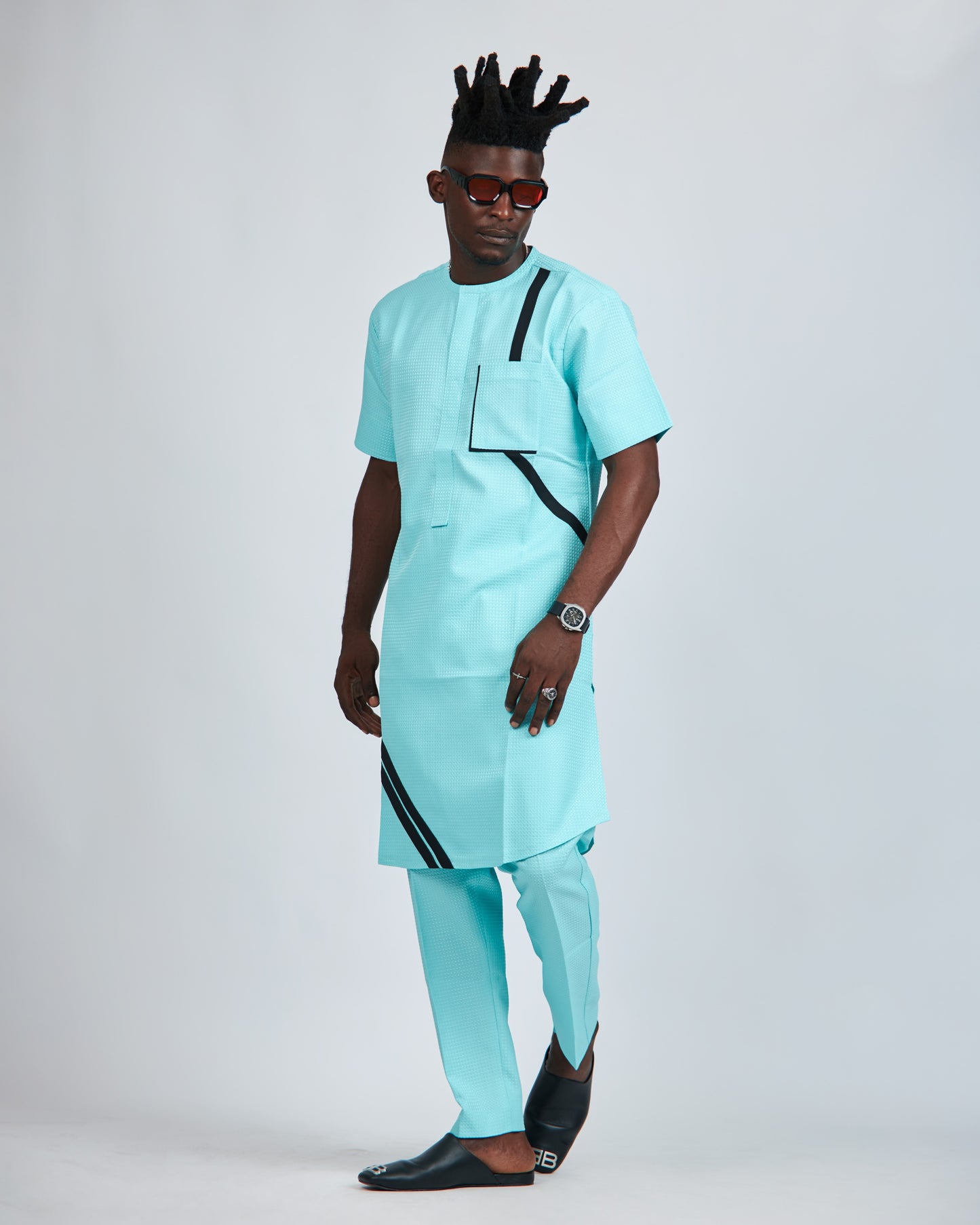 Teal blue tunic and pants
