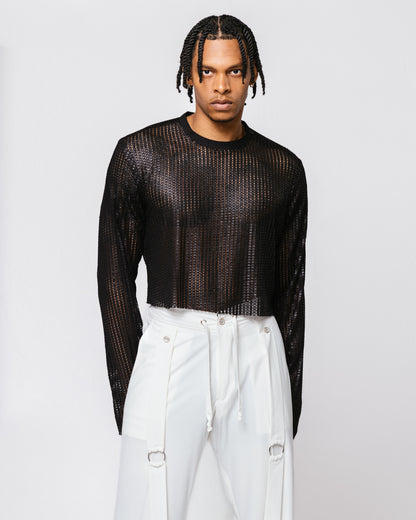 Mesh black cropped shirt