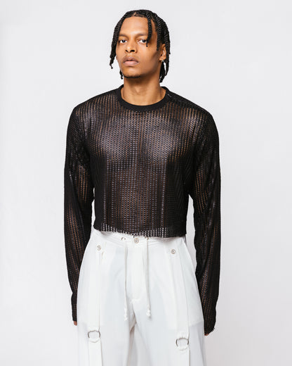 Mesh black cropped shirt